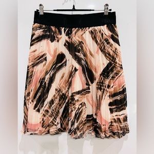 DKNY Sz XL sheer skirt chiffon a line knee length pink black pattern